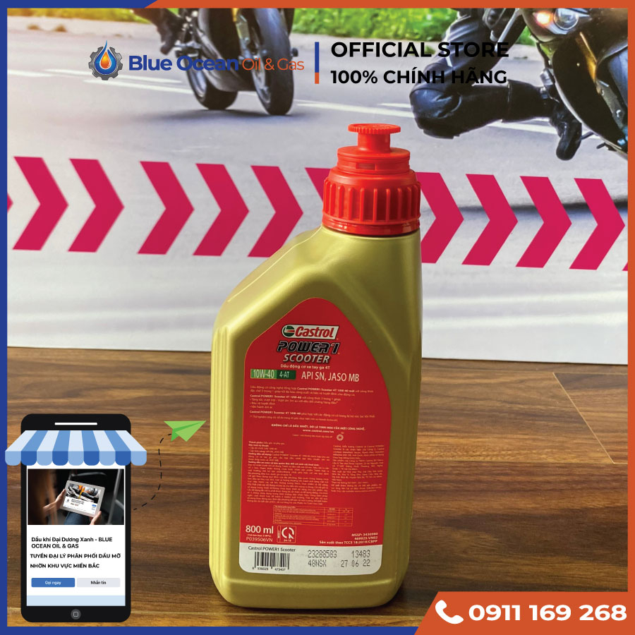 Dầu nhớt xe tay ga CASTROL POWER1 SCOOTER 4T 10W-40 800ml