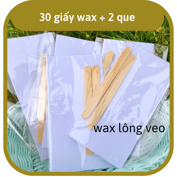 Set 30 giấy wax kèm 2 que wax lông veo tiện dụng vệ sinh