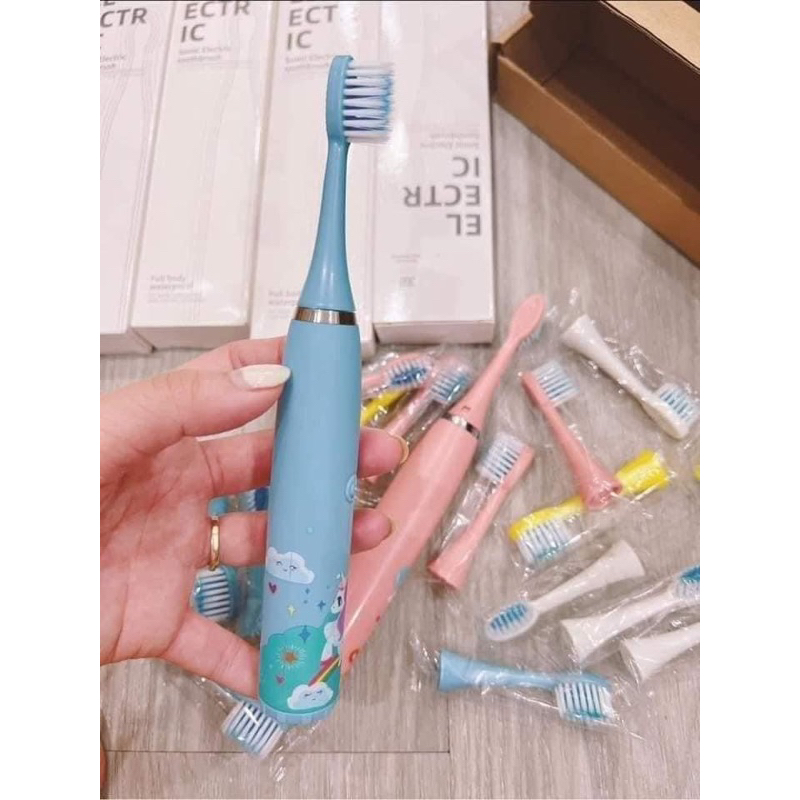Bàn chải điện cho bé, Bàn chải đánh răng bằng pin tặng kèm 5 đầu thay thế cho trẻ em nhiều màu  xinh xắn