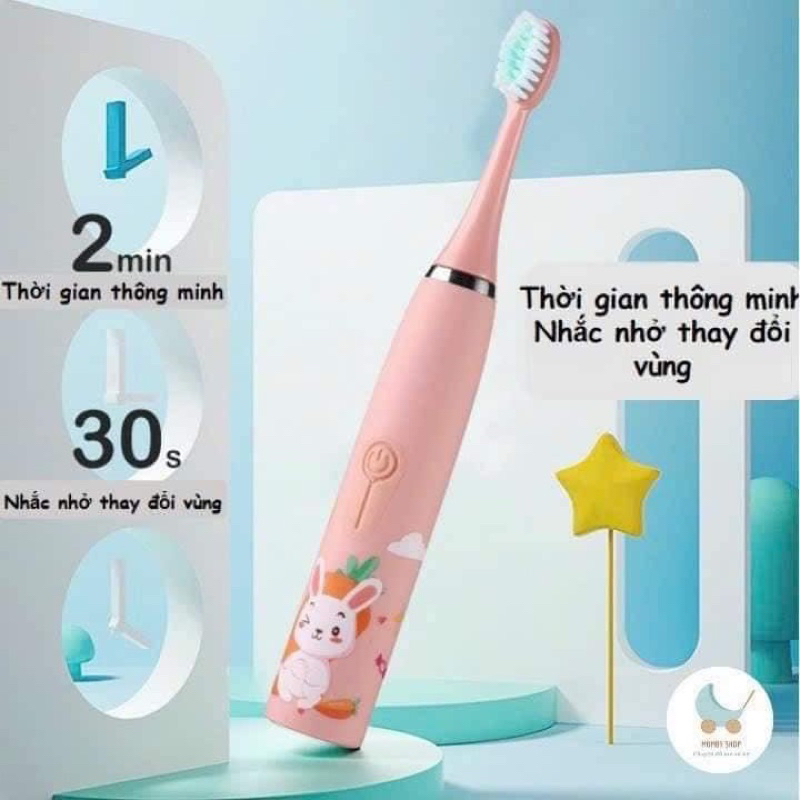 Bàn chải điện cho bé, Bàn chải đánh răng bằng pin tặng kèm 5 đầu thay thế cho trẻ em nhiều màu  xinh xắn