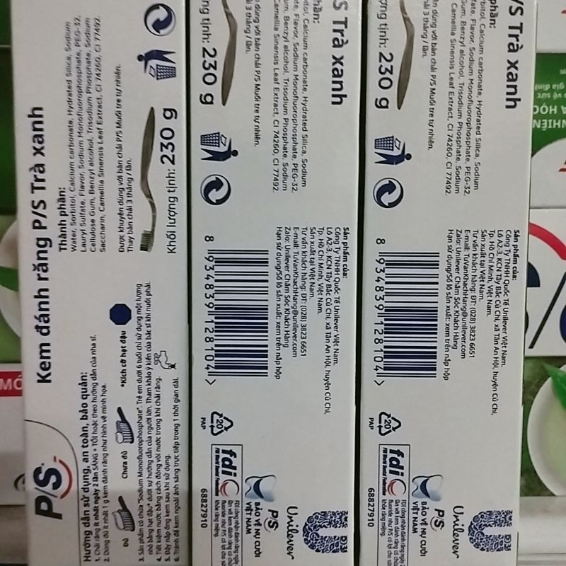 Kem đánh răng p/s trà xanh 230g.