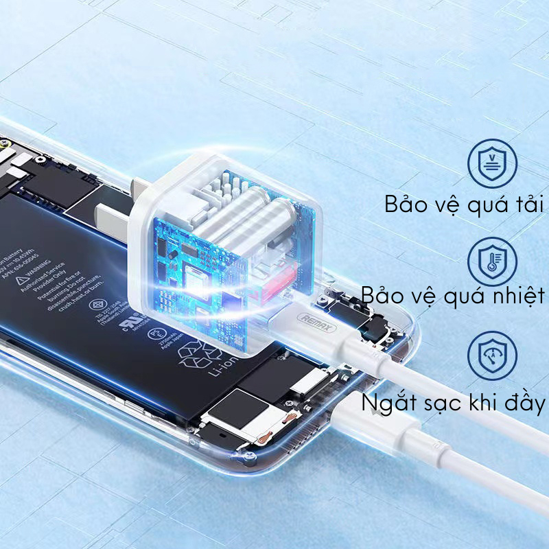 Sạc nhanh REMAX RP-U68 PD20W + QC18W sạc đầy 50% pin chỉ trong 30 phút cho 8 plus trở lên