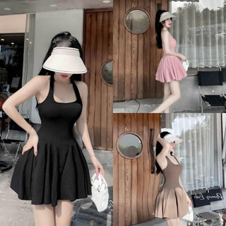Đầm váy nữ thun gân 2 dây dáng xòe tiểu thư dễ thương trẻ trung đi chơi dự tiệc xinh xắn