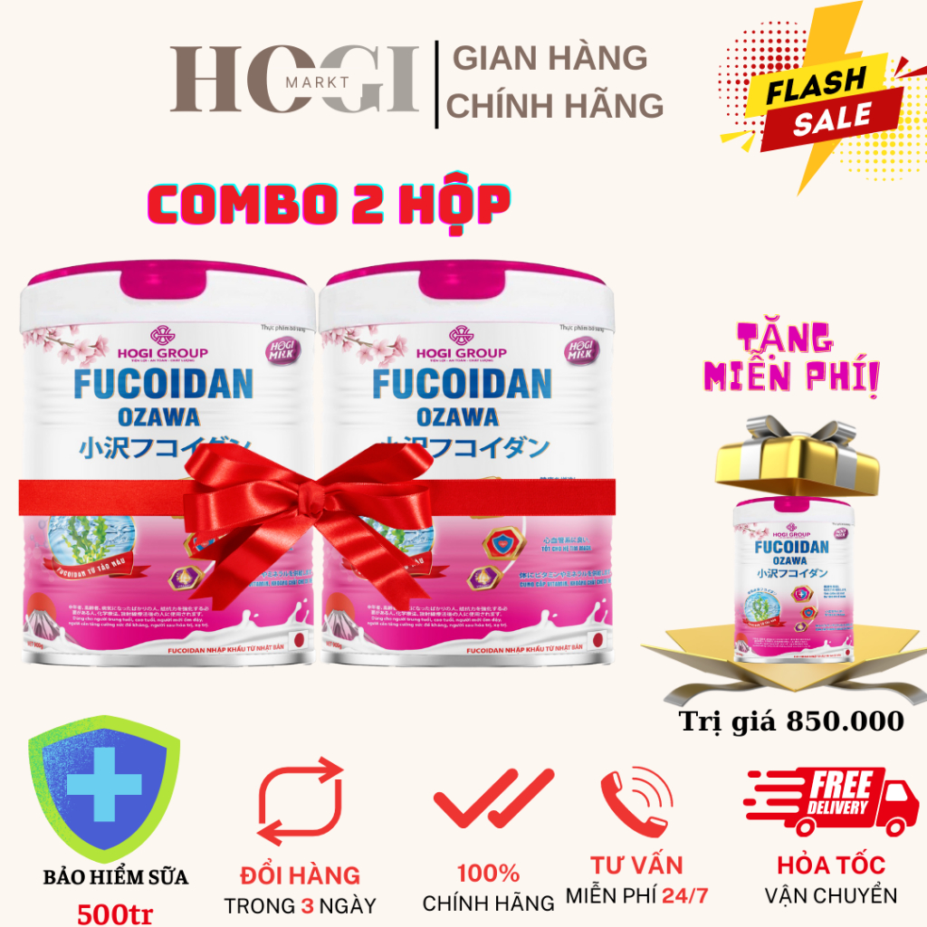 COMBO 2 HỘP SỮA BỘT HOGI MILK FUCOIDAN NHẬP KHẨU NHẬT BẢN [TẶNG 1 HỘP MIỄN PHÍ]