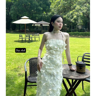 Đầm body quây ngực đính bướm kèm choker cổ Datasco