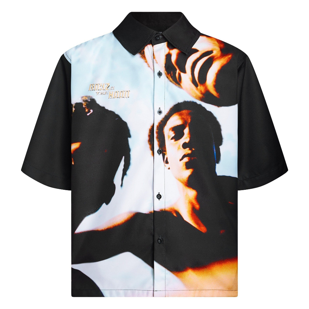 Áo sơ mi nam tay ngắn họa tiết cuban shirt local brand HUGU - BOYS IN THE HOOD- vải lụa, form regular, in chuyển nhiệt
