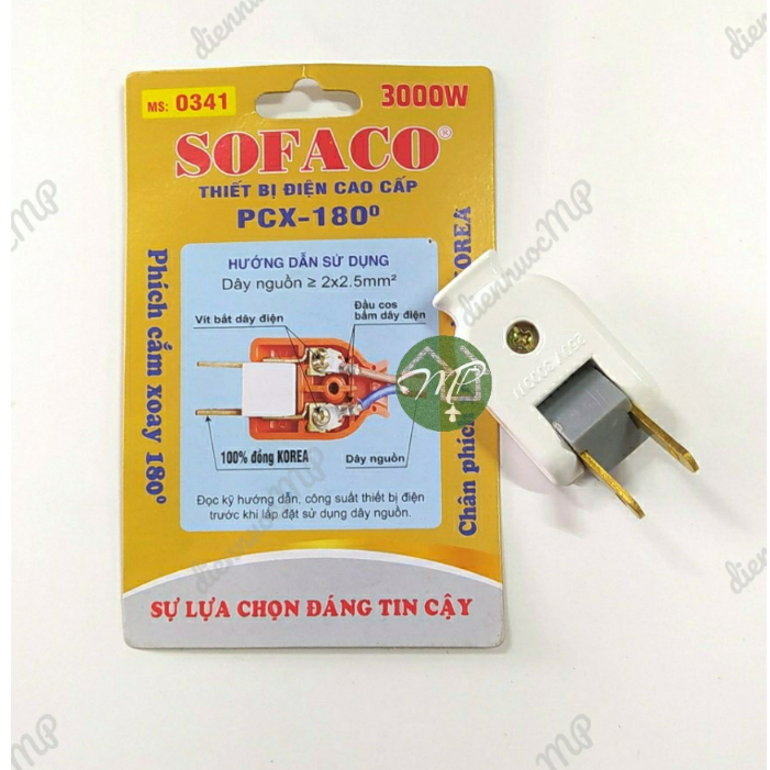 Phích cắm tròn/ dẹp chịu tải 3000W-4000W xoay 180º Sofaco