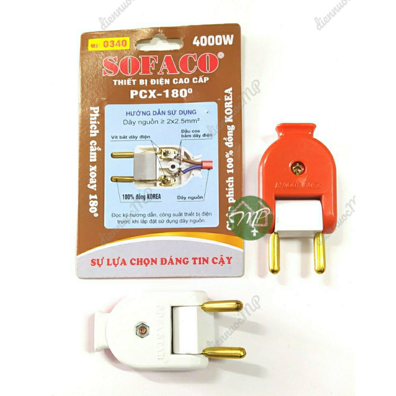 Phích cắm tròn/ dẹp chịu tải 3000W-4000W xoay 180º Sofaco