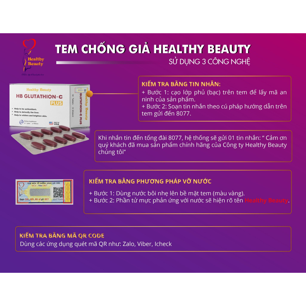 Viên uống chống oxy hóa da và thải độc gan HB GLUTATHION C - PLUS hộp 30 viên