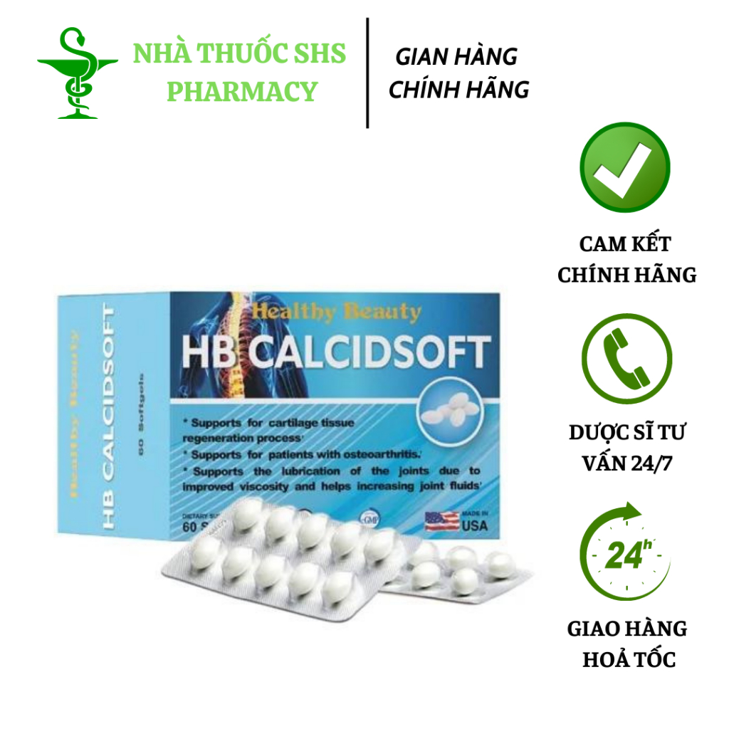 Viên uống HB Calcidsoft Healthy Beauty - Bổ sung canxi và D3 giúp xương chắc khỏe