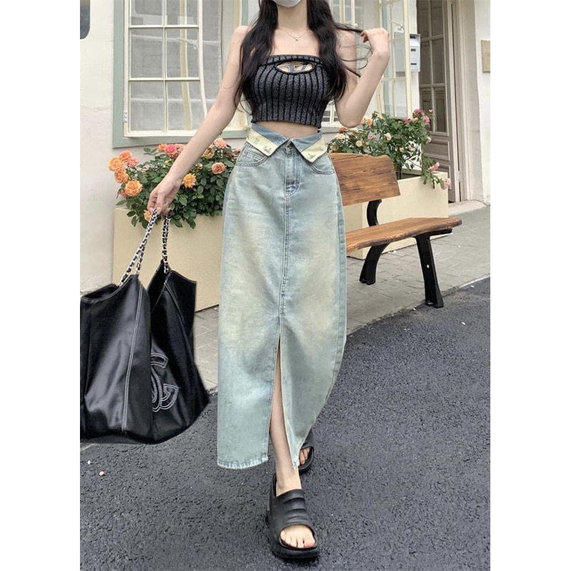 Chân Váy jean dáng dài siêu tôn dáng