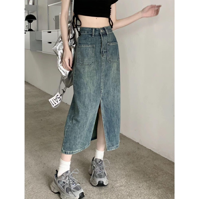Chân Váy jean dáng dài siêu tôn dáng