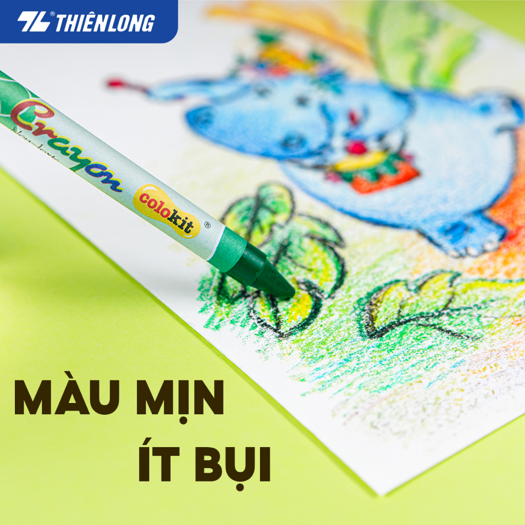 Bút sáp màu Thiên Long Colokit CR-C08 16 - Bút màu sáp cho bé mịn, ít bụi, đều màu an toàn cho bé tô màu, vẽ tranh