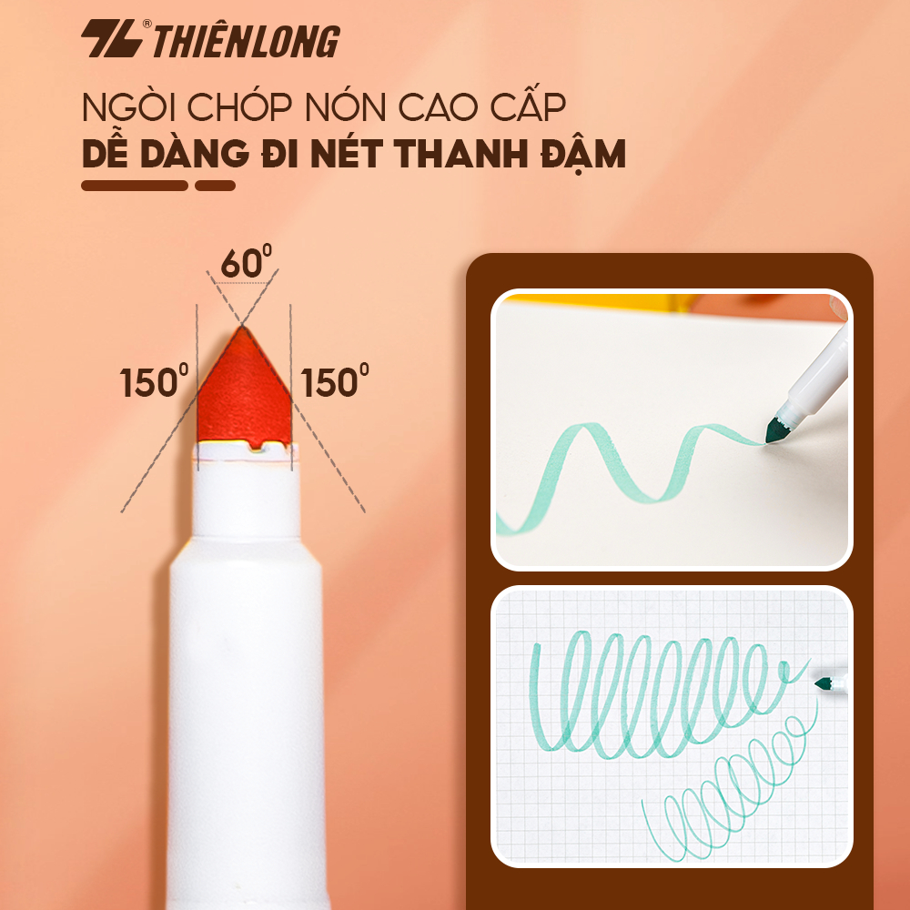 Bút Lông Màu Colokit Retro Washable Fiber Pen Thiên Long SWM-C009 - Bộ 20 Màu - Viết Nét Thanh Nét Đậm - Màu Rửa Được