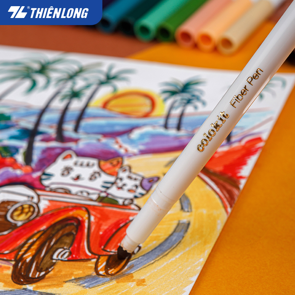 Bút Lông Màu Colokit Retro Washable Fiber Pen Thiên Long SWM-C009 - Bộ 20 Màu - Viết Nét Thanh Nét Đậm - Màu Rửa Được