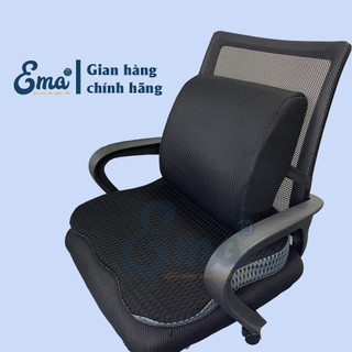 Combo bộ gối tựa lưng và đệm lót ghế văn phòng Ema chống trĩ, đau xương cụt, chống đau lưng