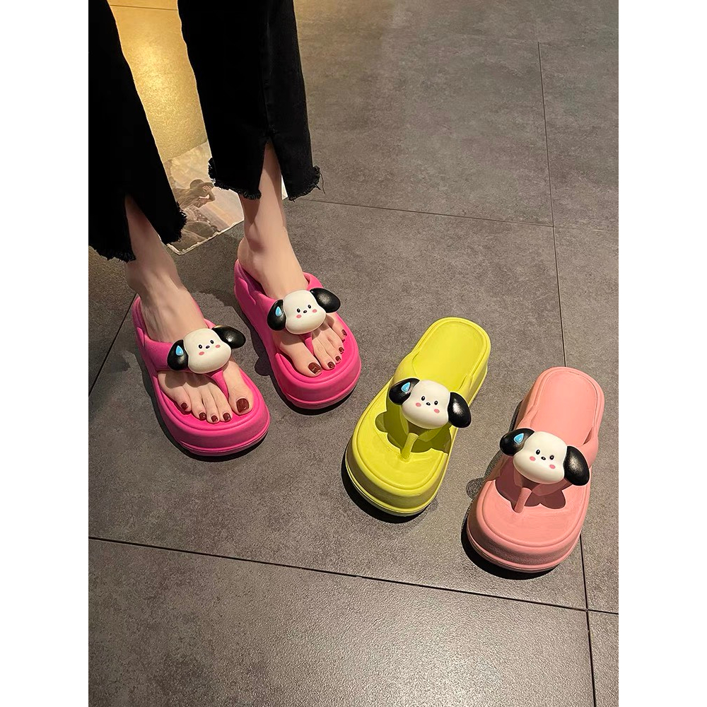 Dép Kẹo Nữ Hình Mặt Cún cao 7cm chống trơn trượt, siêu nhẹ