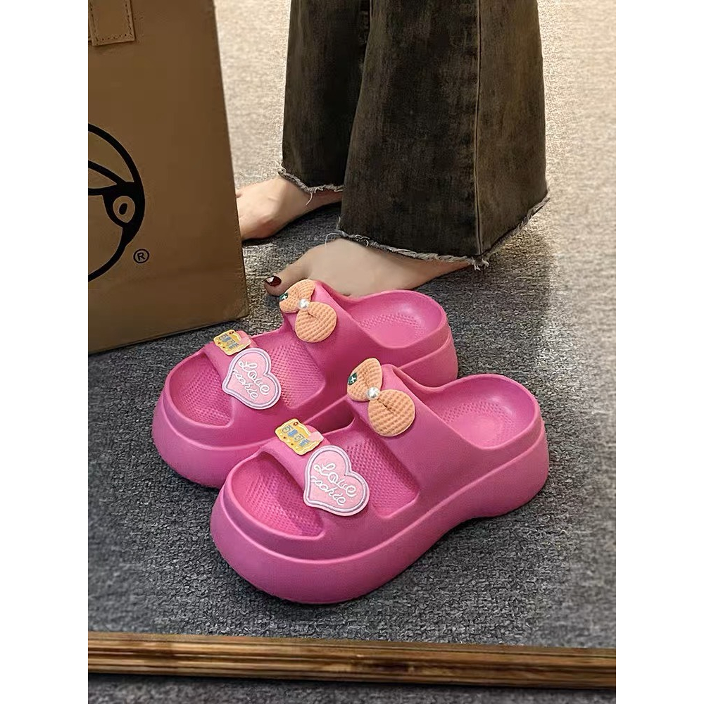 Dép Lê Nữ gắn sticker LOVE đế cao 6cm chồng trơn trượt - TĂNG 1 SIZE