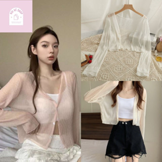  Áo Khoác Mỏng Cardigan Choàng Ngoài Vải Voan Len Móc Mỏng Xuyển Thấu Nhẹ Nhàng Phối Đồ Styke Tiểu Thư Nữ Tính 