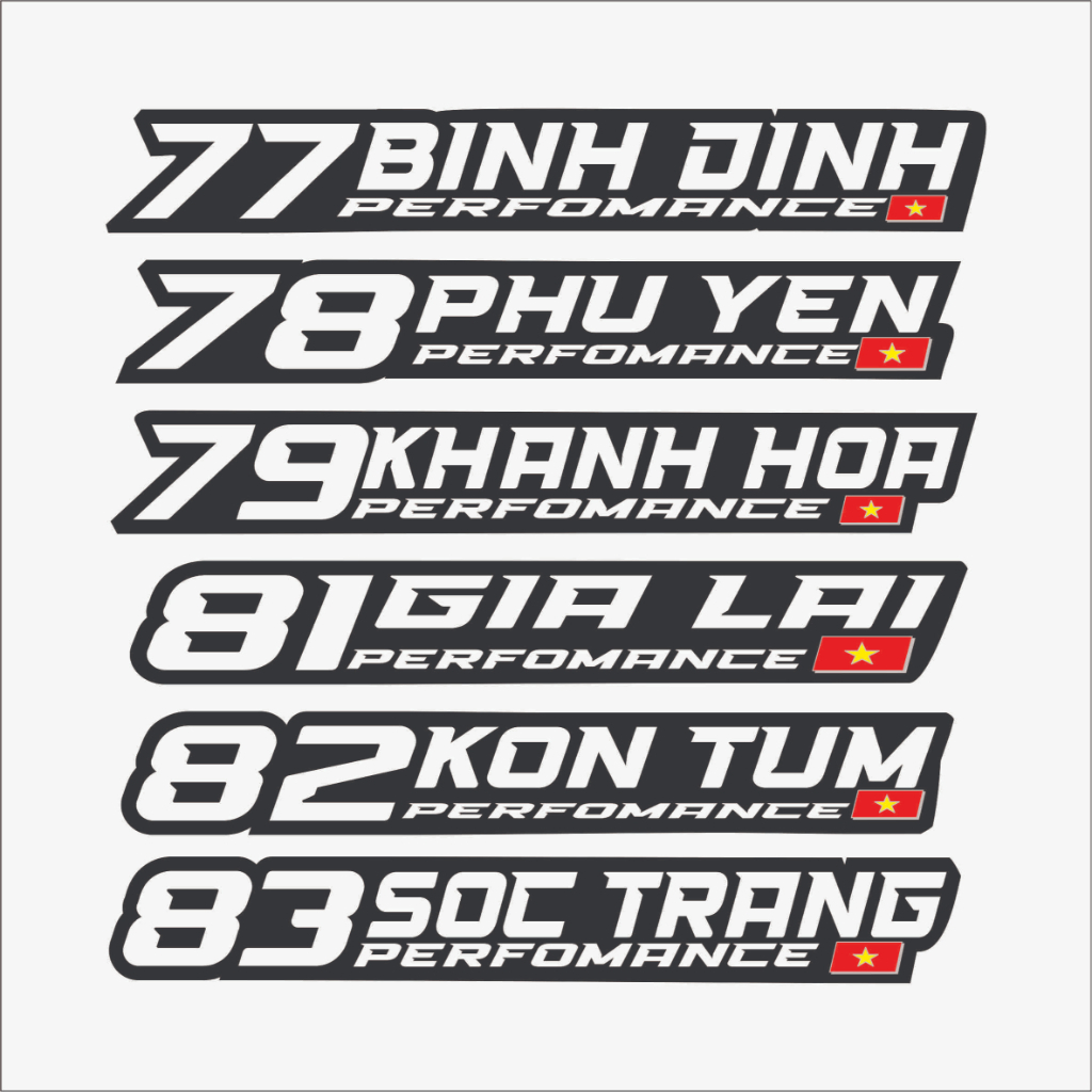 Tem tỉnh 64 tỉnh thành dán xe máy tem xe máy - decal xe máy -  chữ ký dán xe -  exciter - winner - tem độ - tem trùm