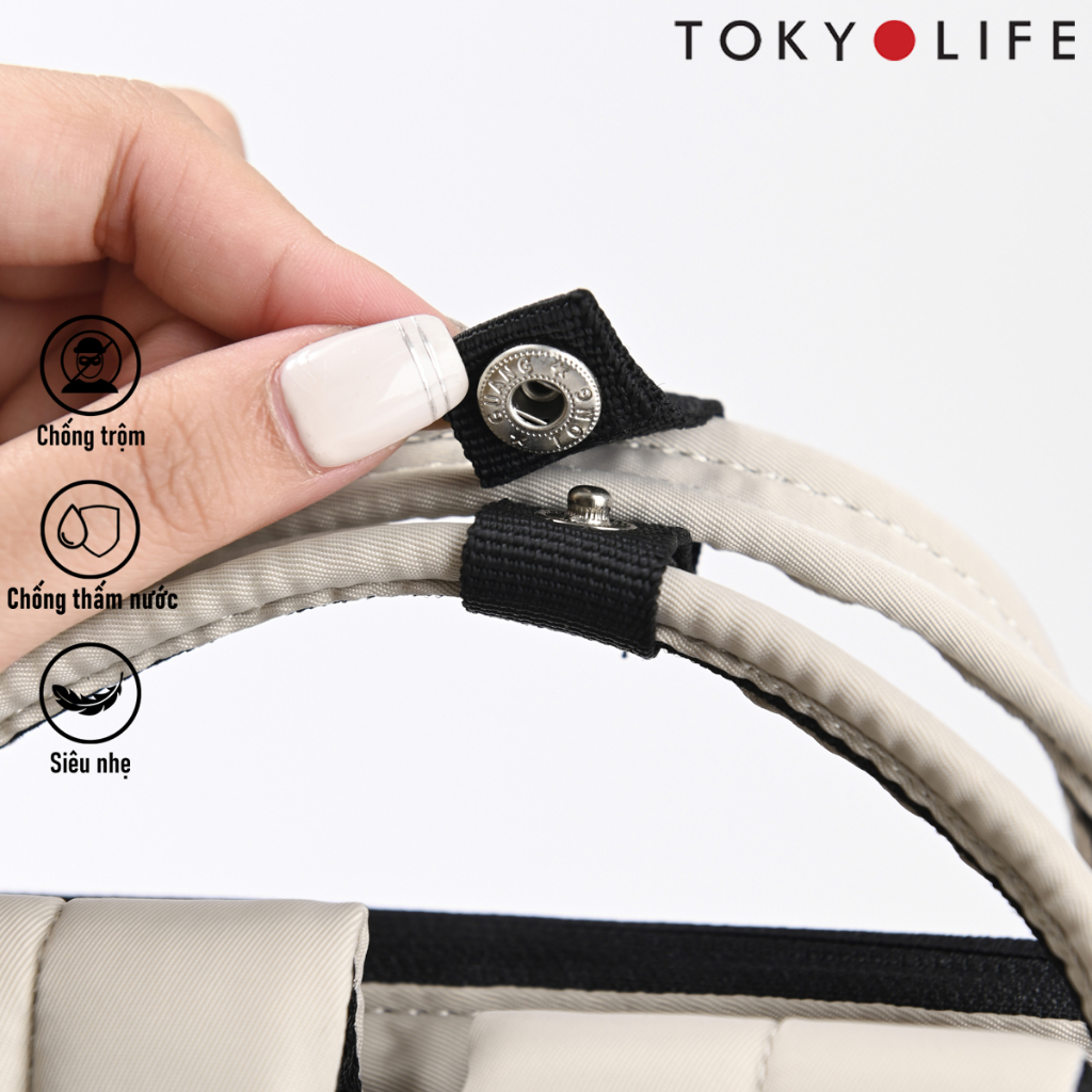 Balo chống trộm chống nước thời trang TOKYOLIFE nam nữ thiết kế basic siêu nhẹ có cổng USB chất liệu cao cấp C8BPK001M