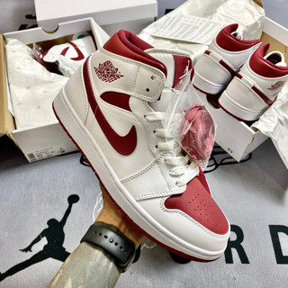 Giày Jordan 1 Panda Cổ Cao Mid bym red màu đỏ trắng, Giày thể thao Jordan, Giày sneaker JD1 High