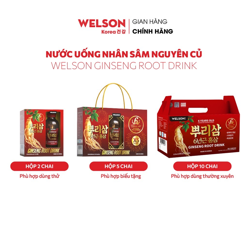 Hồng Sâm và Nhân Sâm Tươi Hàn Quốc Tăng Sức Đề Kháng Welson Ginseng Root Drink