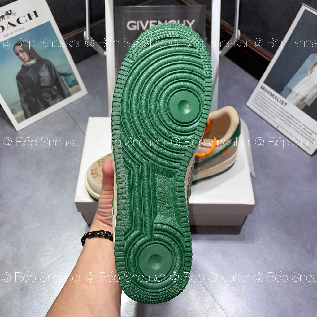 Giày thể thao  AF1 Gucci Nâu Xanh Lá , giày af1 x Gucci custom nâu xanh cao cấp