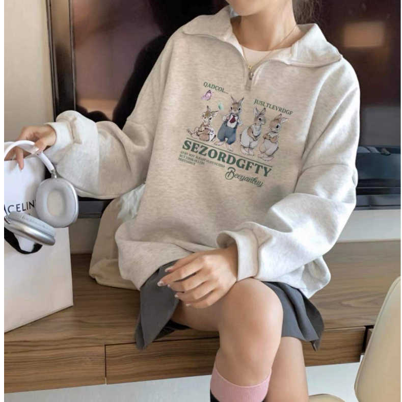 [ RẺ VÔ ĐỊCH]Áo Sweater cao cổ dài tay bồng, thun hoodie form rộng cá tính Ulzzang 🌸 Áo Nỉ Zip Foruyfs PEONYB Nữ