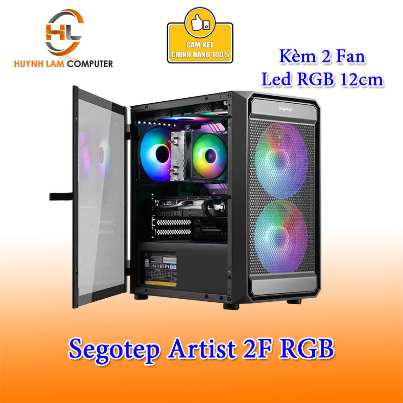 Vỏ máy tính Case Segotep Artist 2F [ĐEN] kèm 2 fan LED RGB / Kính cường lực (M-ATX, ITX)