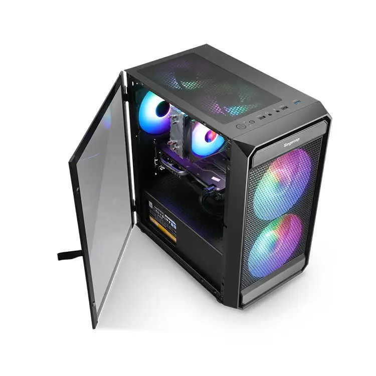 Vỏ máy tính Case Segotep Artist 2F [ĐEN] kèm 2 fan LED RGB / Kính cường lực (M-ATX, ITX)