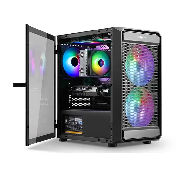 Vỏ máy tính Case Segotep Artist 2F [ĐEN] kèm 2 fan LED RGB / Kính cường lực (M-ATX, ITX)