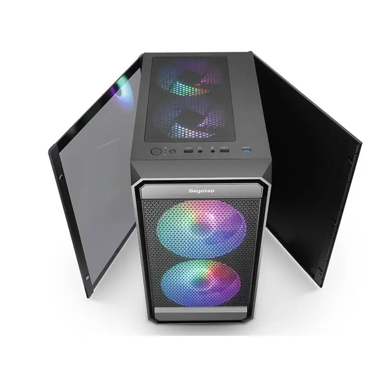 Vỏ máy tính Case Segotep Artist 2F [ĐEN] kèm 2 fan LED RGB / Kính cường lực (M-ATX, ITX)