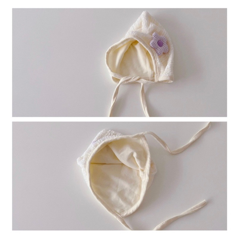 Mũ trùm cotton đính hoa cho bé gái