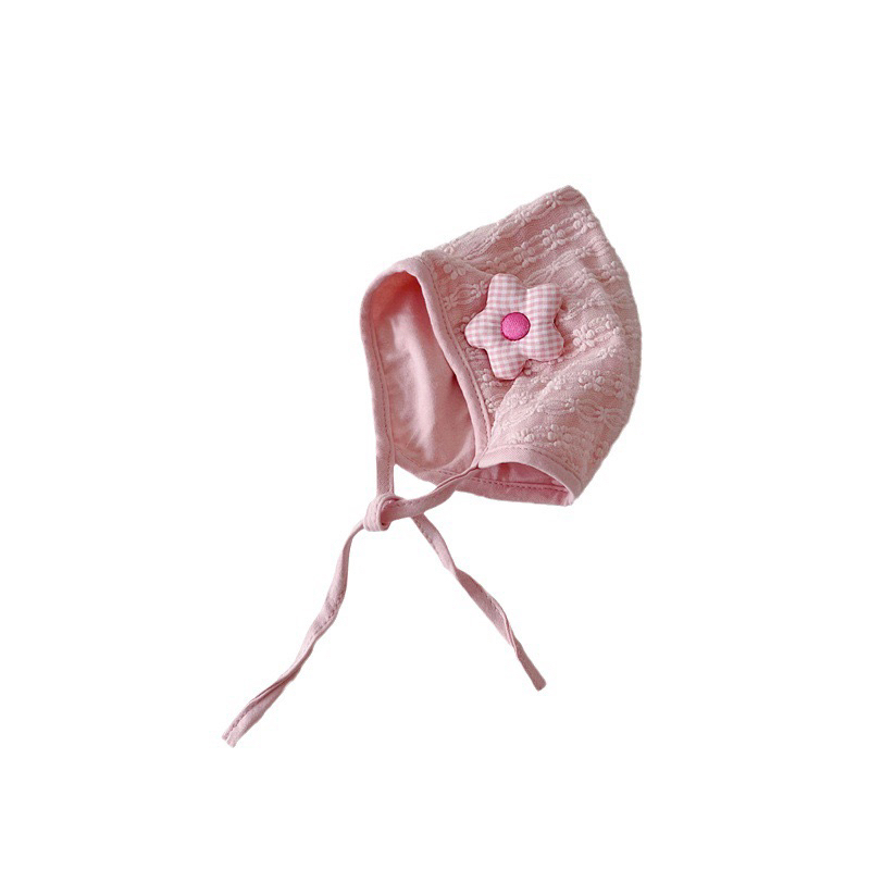 Mũ trùm cotton đính hoa cho bé gái