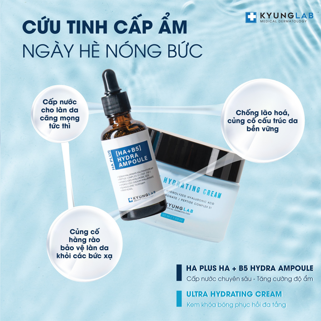 Combo trẻ hoá làn da KuyngLab Kem dưỡng Ultra Hydrating+Serum Hydra Ampoule+Xịt khoáng PDRN Therapy+Serum tế bào gốc PDR