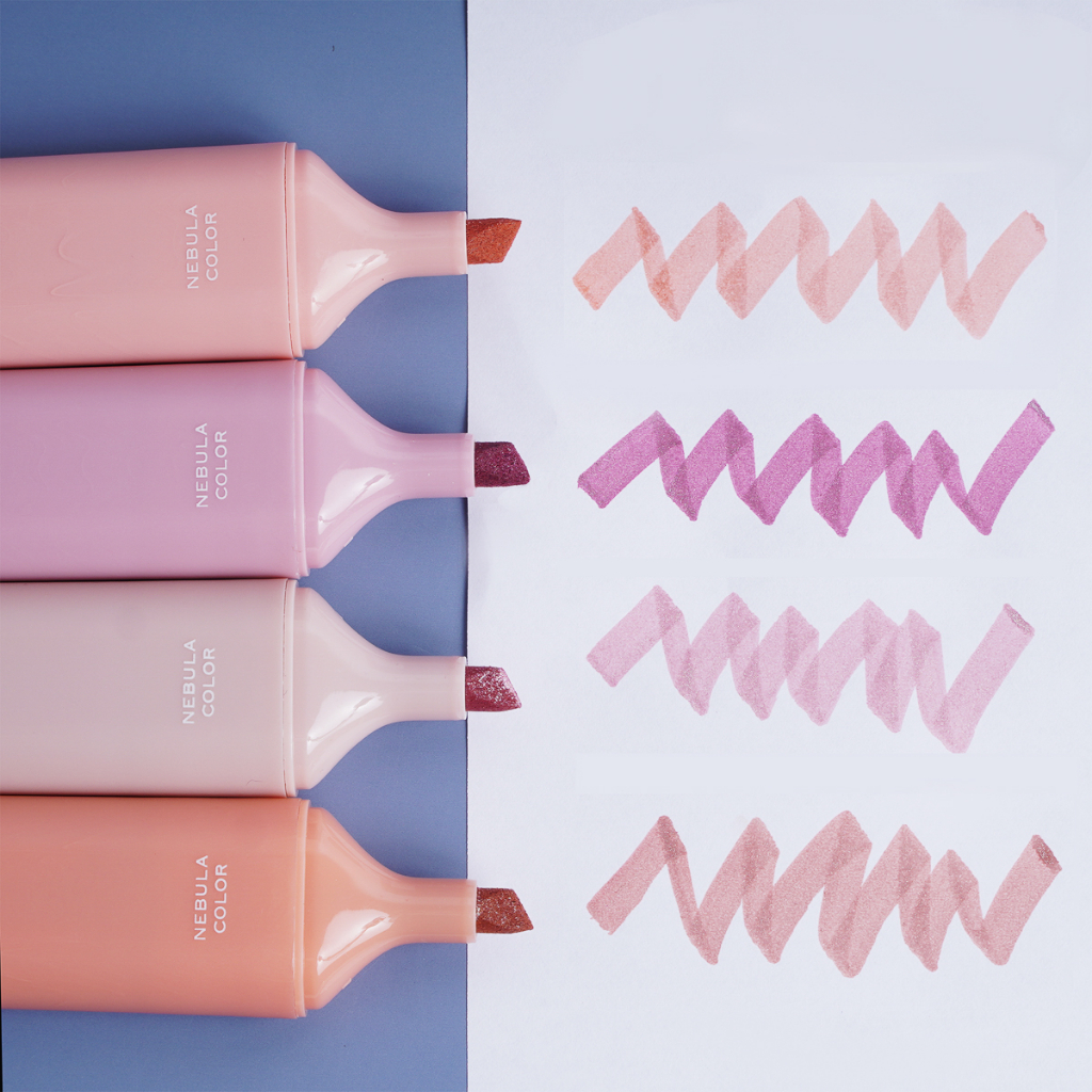 Set 4 Bút Dạ Quang Màu Pastel Nhũ Lấp Lánh, Bút Nhớ Highlight Đánh Dấu Và Trang Trí HP7261