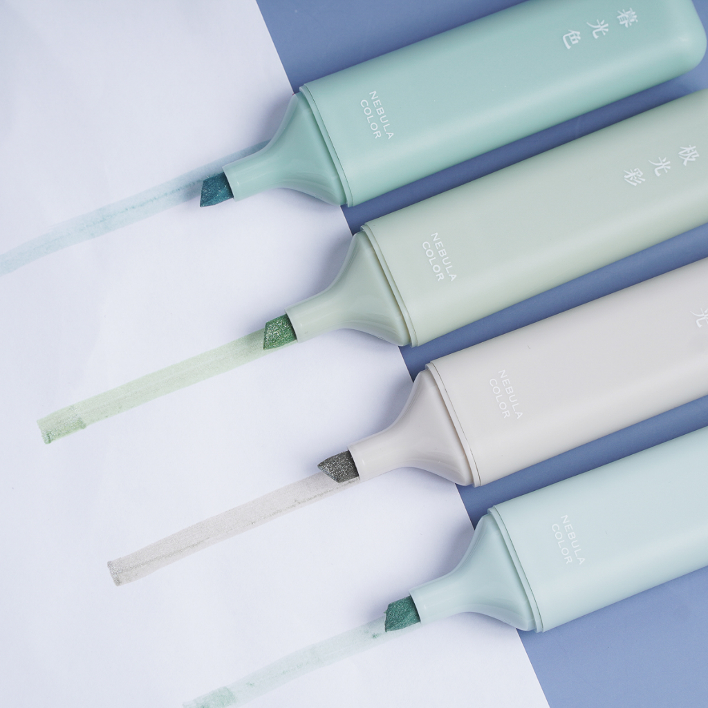 Set 4 Bút Dạ Quang Màu Pastel Nhũ Lấp Lánh, Bút Nhớ Highlight Đánh Dấu Và Trang Trí HP7261