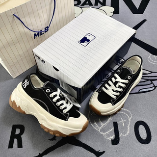 Giày MLB chunky low ny đen đế nâu bản cao cấp tăng chiều cao dễ phối đồ full phụ kiện