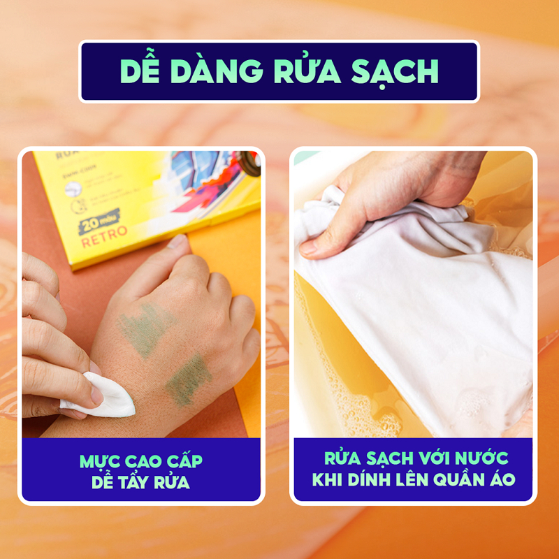 Bộ bút lông 20 màu Retro rửa được C009 / Bút Fiber Pen Thiên Long SWM-C009