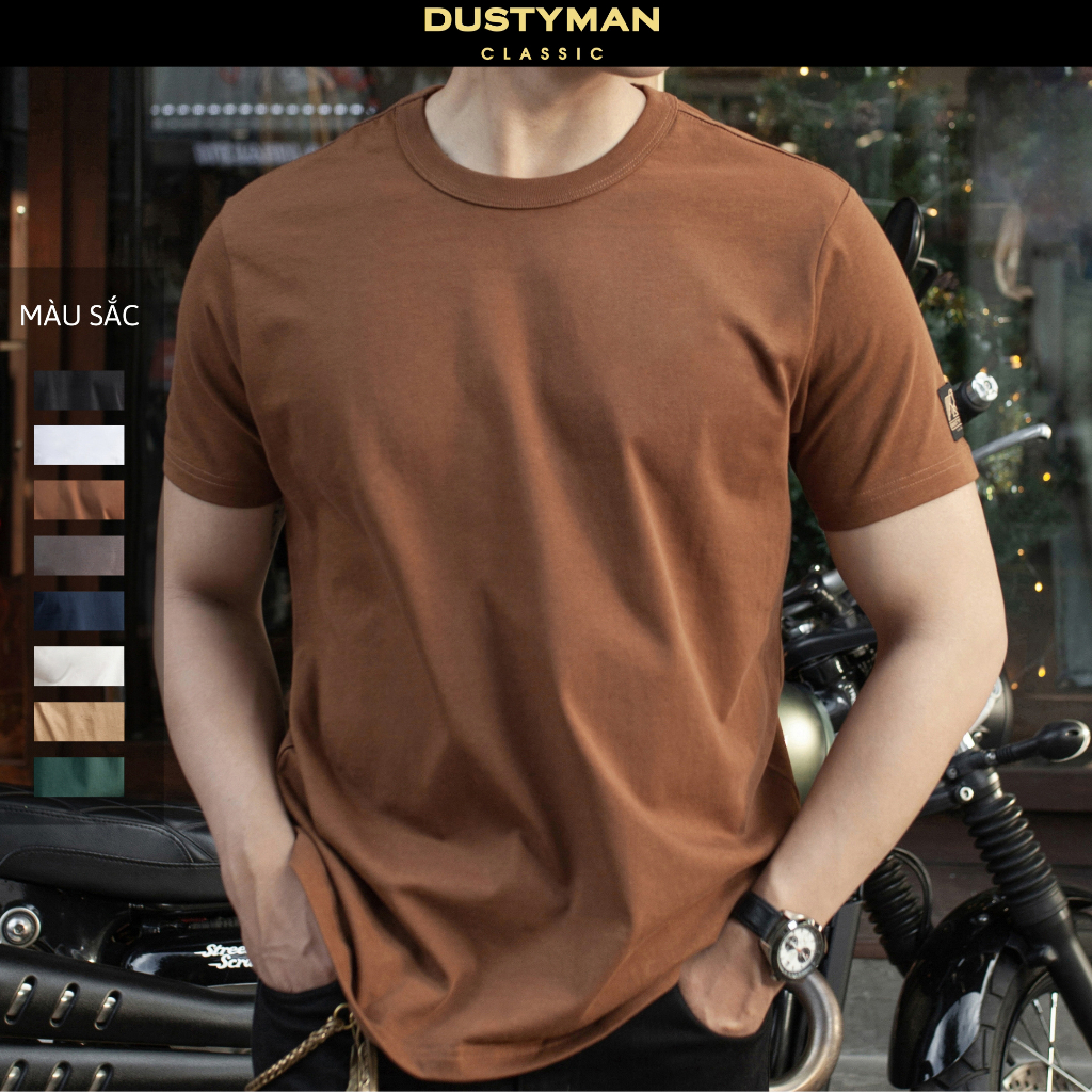 Áo Thun Nam Trơn Cổ Tròn 100% Cotton Premium DUSTYMAN - Form Regular Fit - Basic