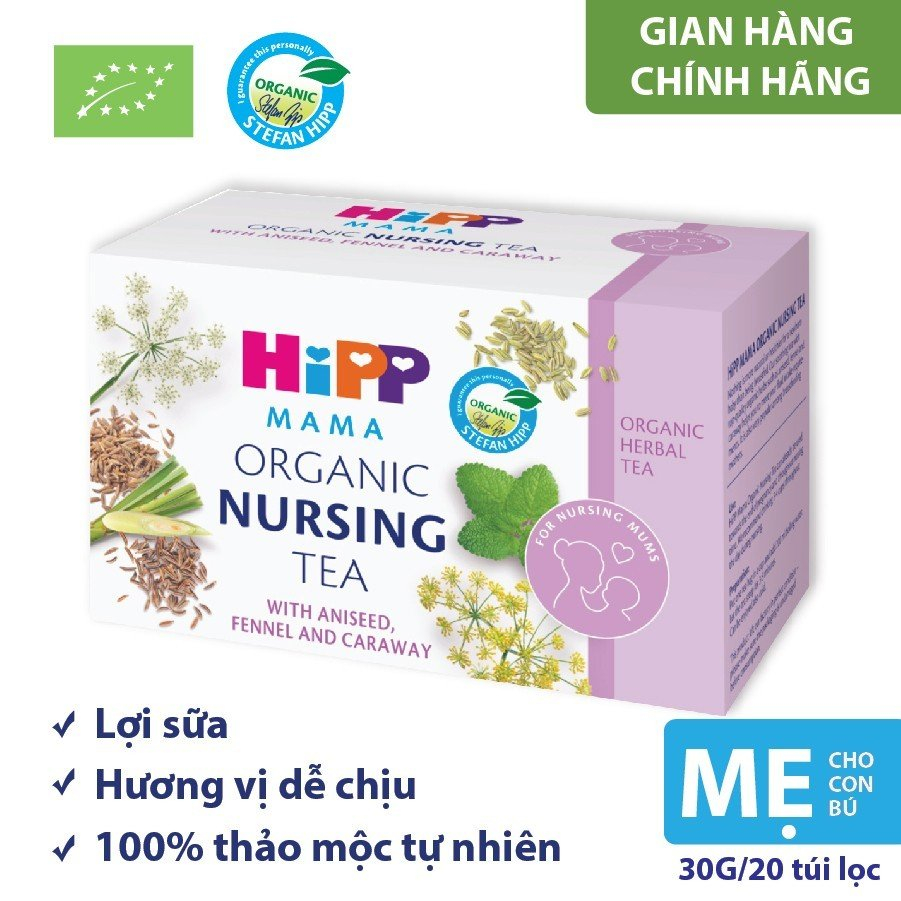 Trà thảo mộc hữu cơ HiPP Mama dành cho mẹ cho con bú - giúp bồi bổ cơ thể, giải khát và lợi sữa (30g/20 túi lọc/hộp)