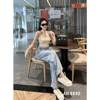 Quần ống rộng denim jeans quần ống suông 9890 siêu đẹp sang chảnh Hot trend Hàng QCL1 Bối Shop SP004136