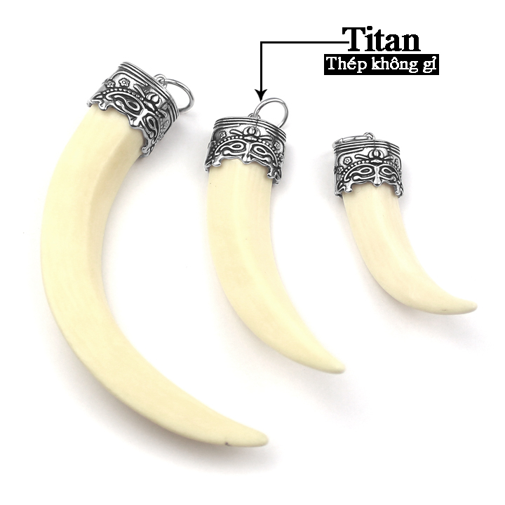 Mặt Dây Chuyền Phong Thủy Nanh Heo Nhân Tạo Bọc Titan Cao Cấp (giá chưa bao gồm dây)