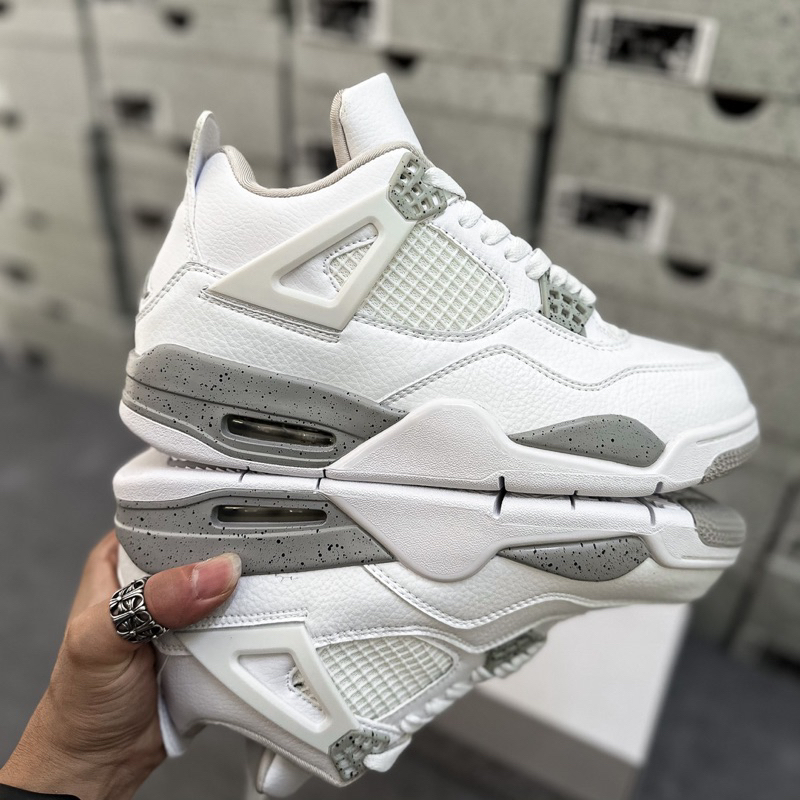 Giày Sneaker AJ4 4 Retro 'White Oreo'•Chuẩn SC Full Tặng Kèm Tất