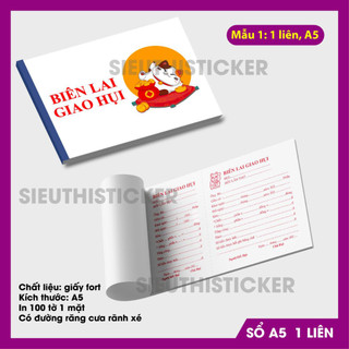 Biên lai giao hụi _ loại 2 liên/1 liên khổ a5 100 tờ/quyển