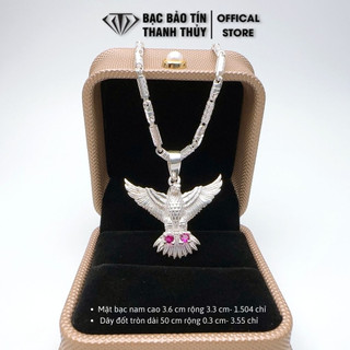 Mặt dây chuyền bạc nam Bảo Tín Thanh Thủy, mặt dây chuyền hình đại bàng cao 3.6 rộng 3.3 cm,1.504 chỉ bạc ta nguyên chất