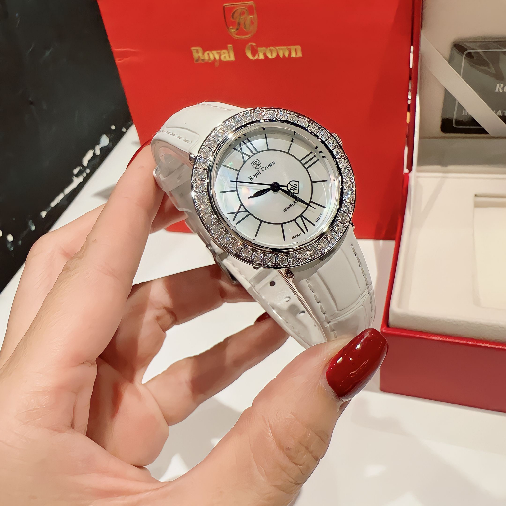 Đồng hồ nữ royal crown 8432 jewelry viền đính đá, size 36mm