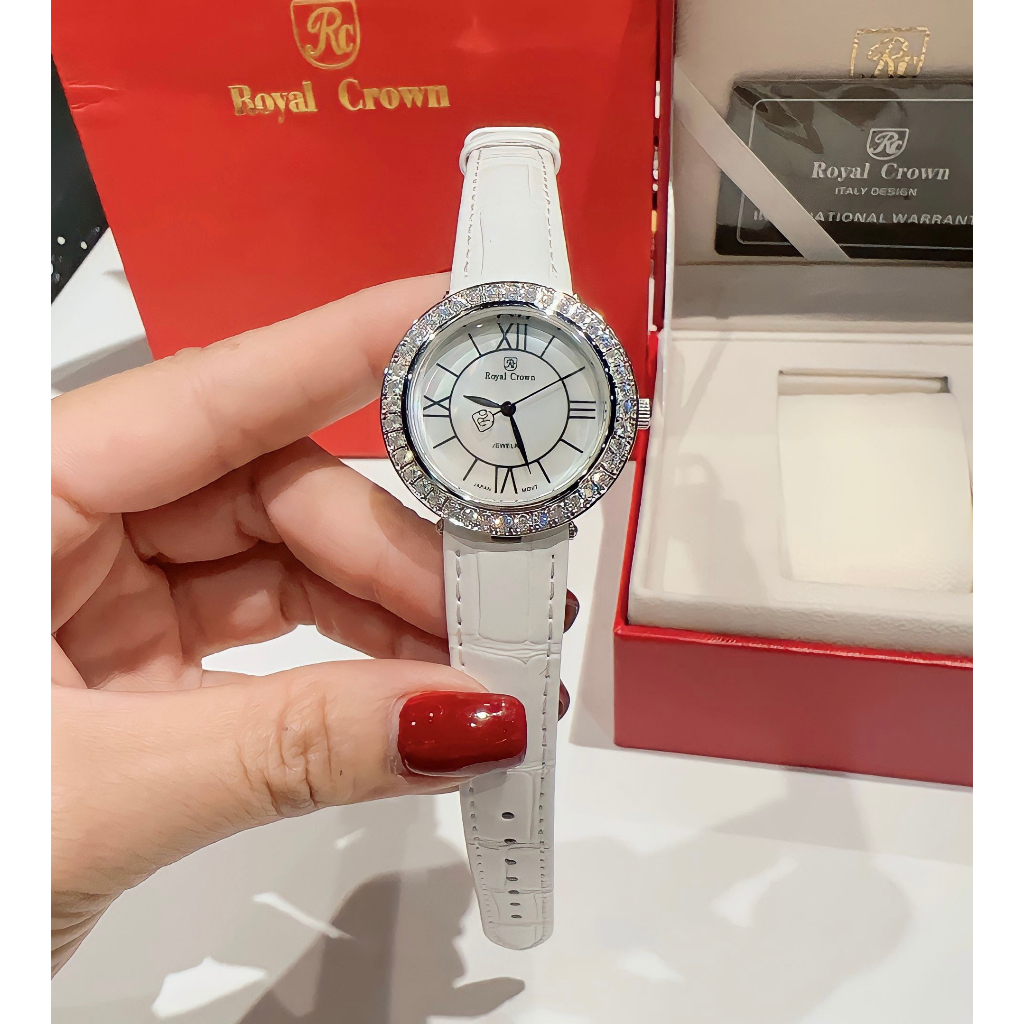 Đồng hồ nữ royal crown 8432 jewelry viền đính đá, size 36mm