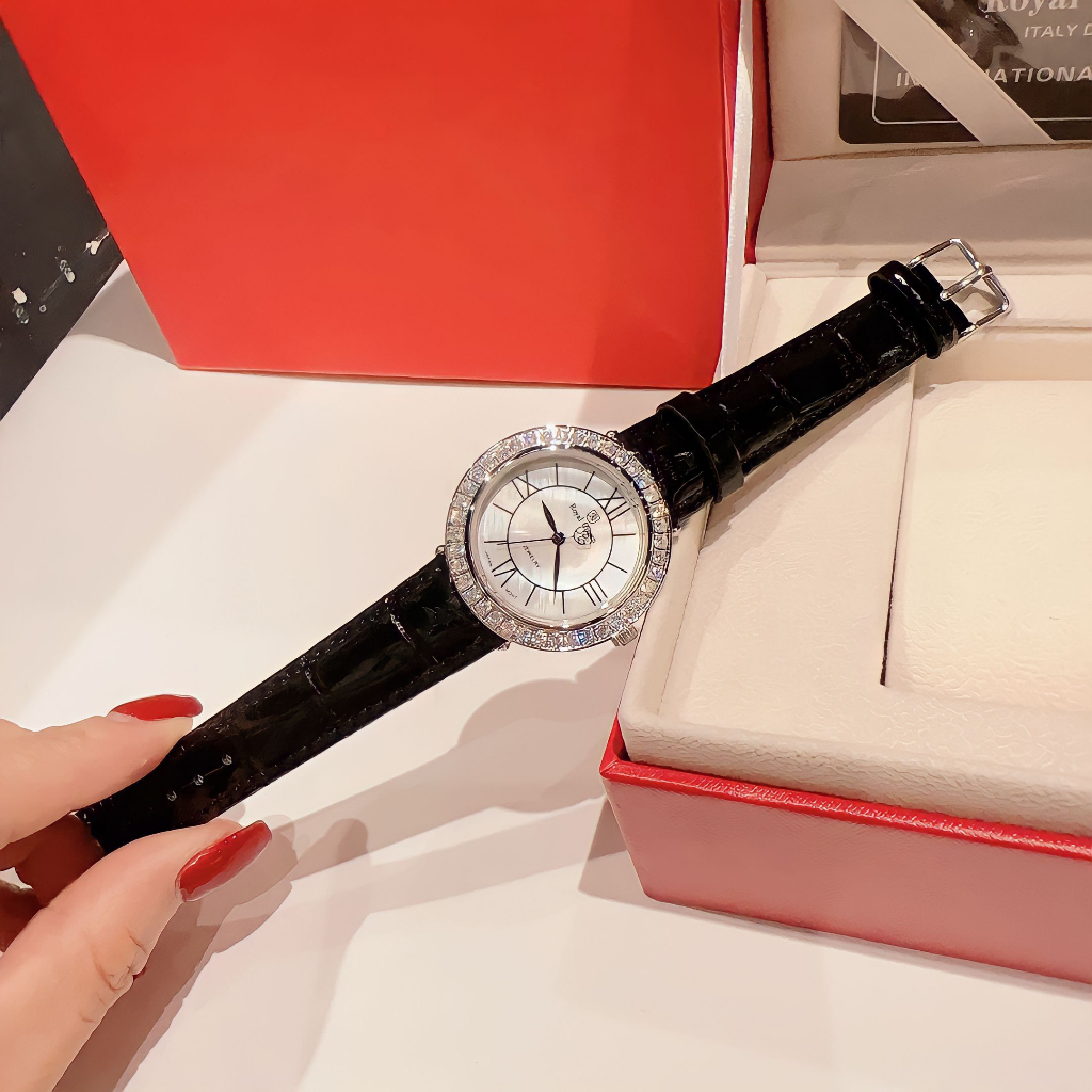 Đồng hồ nữ royal crown 8432 jewelry viền đính đá, size 36mm